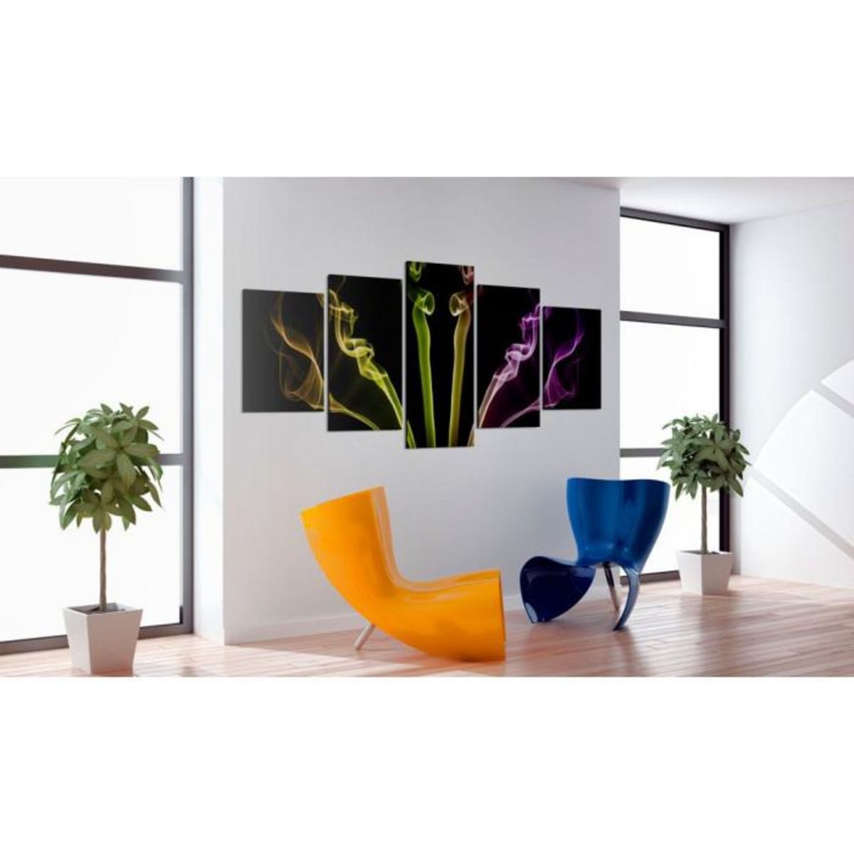 Paris Prix Tableau Imprimé 5 Panneaux  Rayures Multicolores