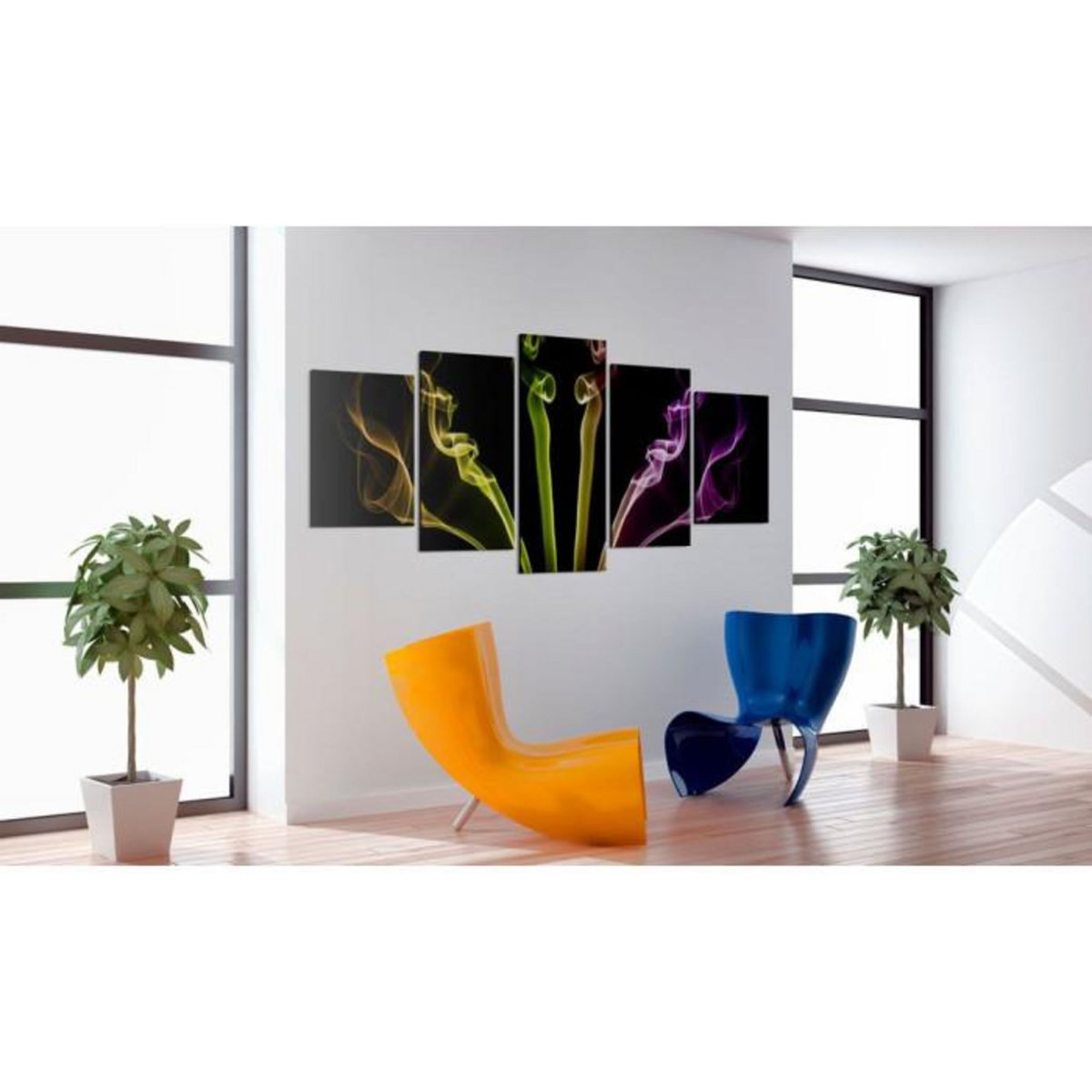 Paris Prix Tableau Imprimé 5 Panneaux  Rayures Multicolores