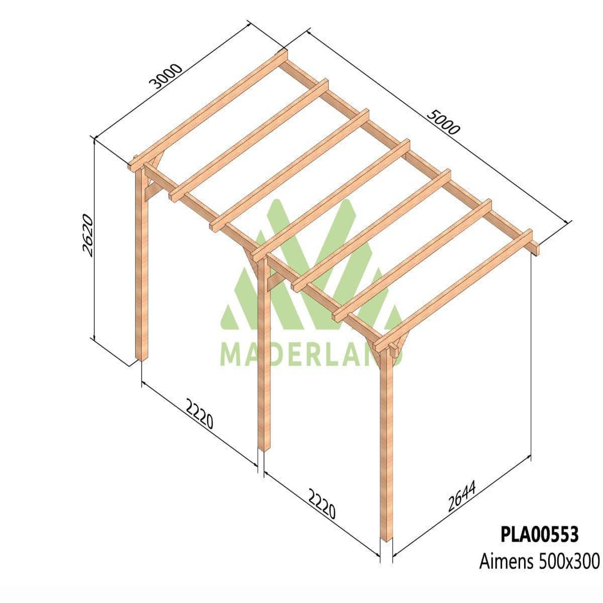 Voir la diapositive 2 : JARDIDECO Pergola adossée en lamellé-collé amiens 500 x 300 cm - maderland