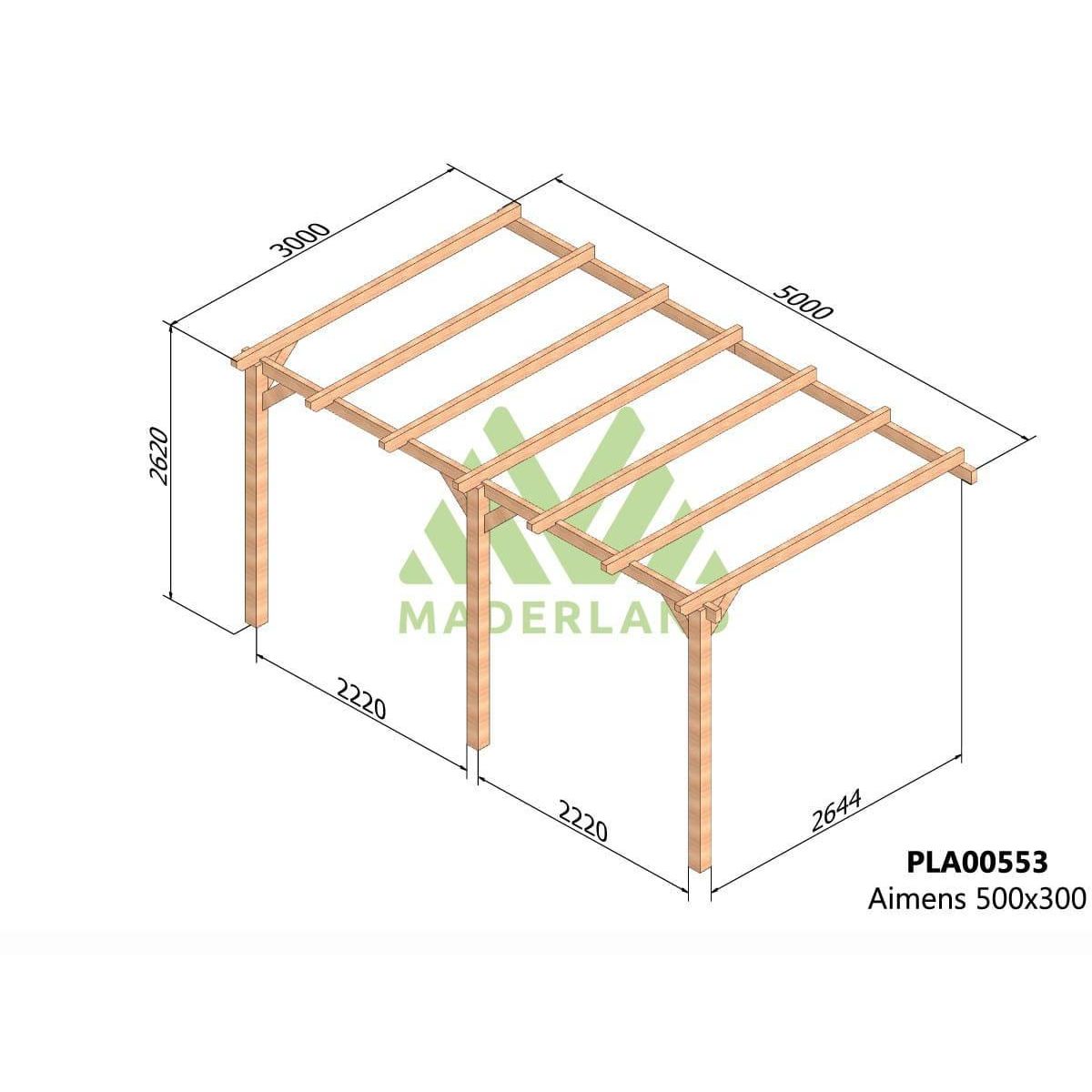 JARDIDECO Pergola adossée en lamellé-collée Amiens 500 x 300 cm - Mardeland