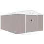 Voir la diapositive 1 : MARKET24 NEPTUNE Abri de jardin en métal 12,99 m² - 340 x 382 x 210 cm - Kit d'ancrage inclus, 2 portes coulissantes - Taupe
