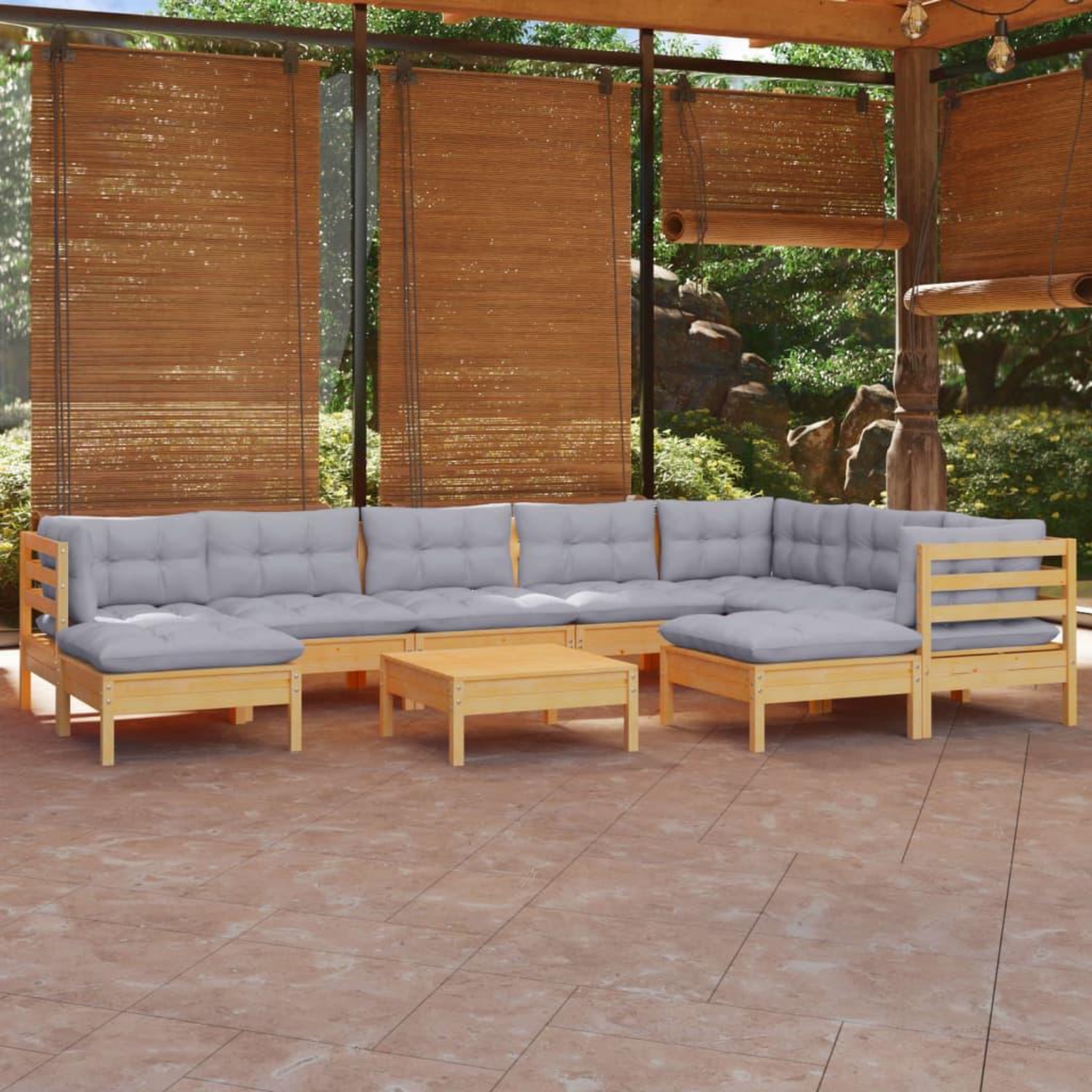 VIDAXL Salon de jardin 10 pcs avec coussins gris bois de pin massif