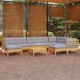 Voir la diapositive 1 : VIDAXL Salon de jardin 10 pcs avec coussins gris bois de pin massif