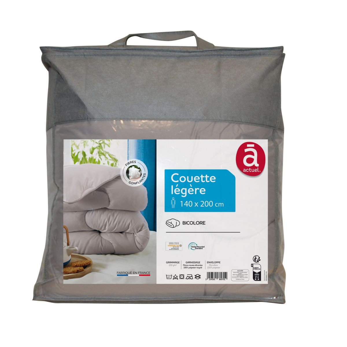 ACTUEL Couette légère bicolore en microfibre 200 g/m² 