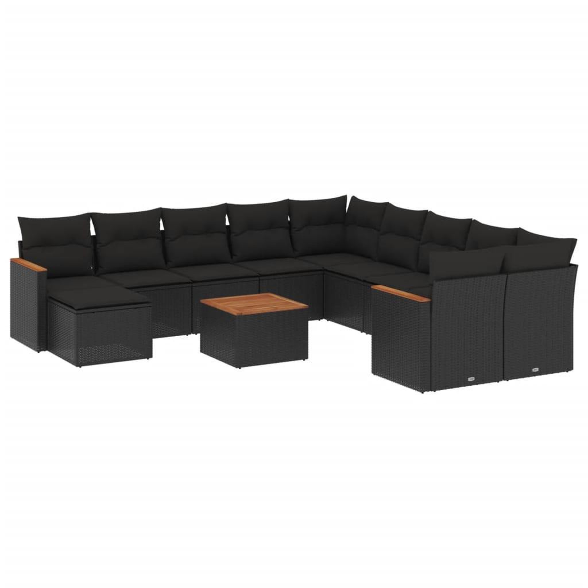 Voir la diapositive 2 : VIDAXL Salon de jardin 12 pcs avec coussins noir resine tressee