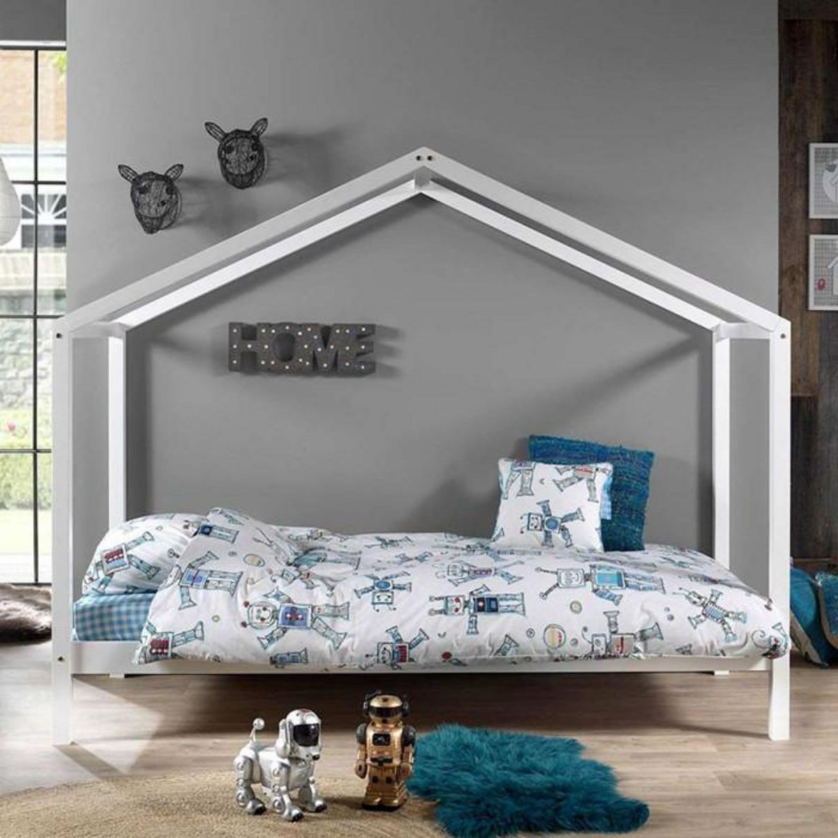 Paris Prix Pack - Lit Enfant Cabane & Matelas  Dallas III  90x200cm Blanc