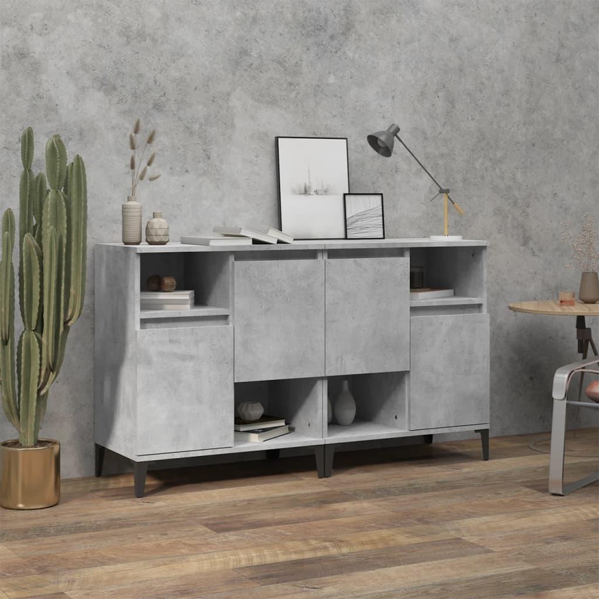 VIDAXL Buffets 2 pcs gris beton 60x35x70 cm bois d'ingenierie
