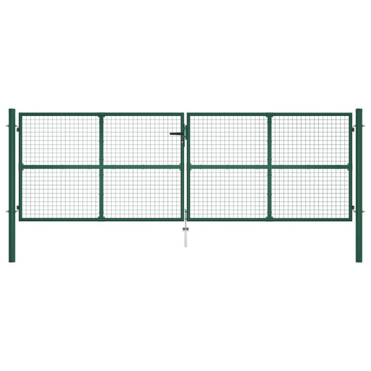 VIDAXL Portail en treillis de jardin acier 390x125 cm vert