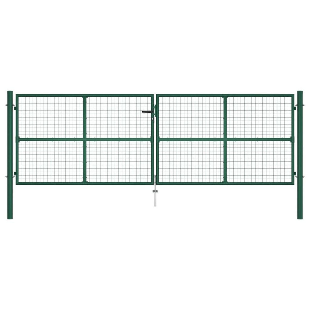 VIDAXL Portail en treillis de jardin acier 390x125 cm vert