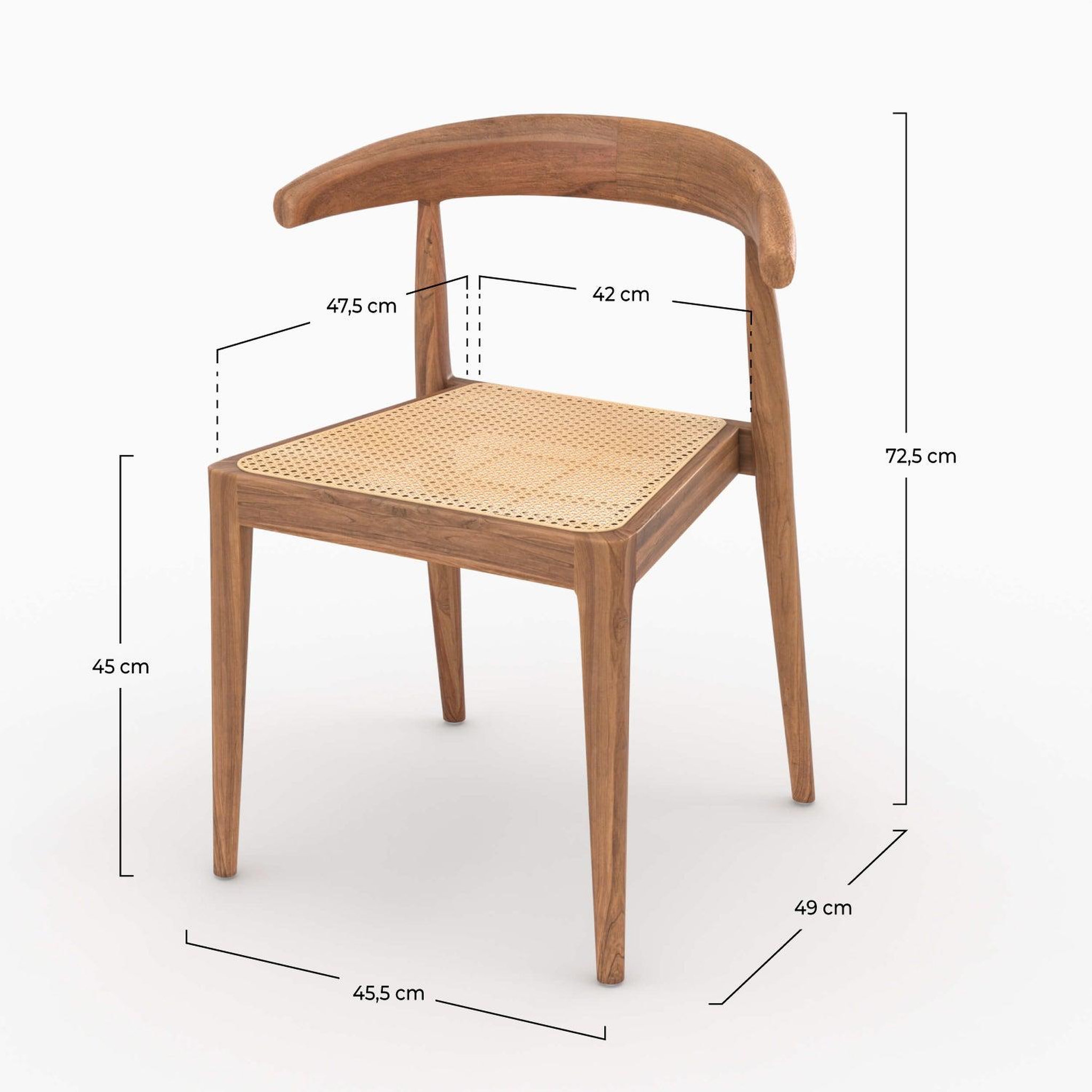 Voir la diapositive 4 : MAISON PAVANE Lot de 2 chaises en bois de teck et cannage en rotin-alia