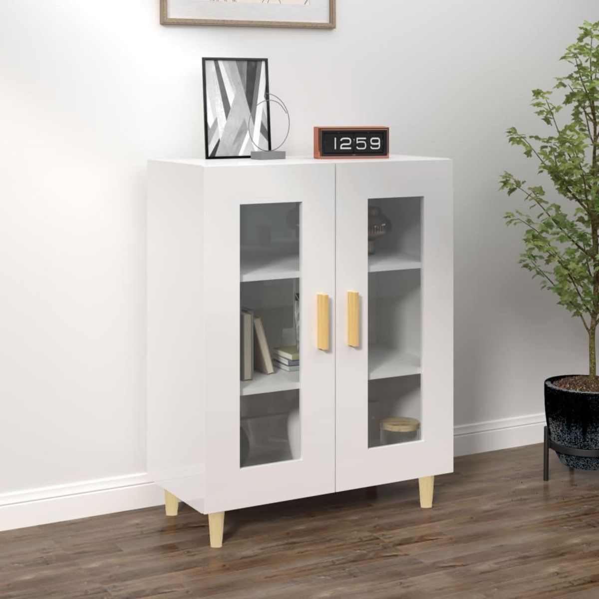 VIDAXL Buffet Blanc brillant 69,5x34x90 cm Bois d'ingenierie