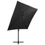 Voir la diapositive 4 : VIDAXL Parasol de jardin en porte-a-faux et mat et lumieres LED noir