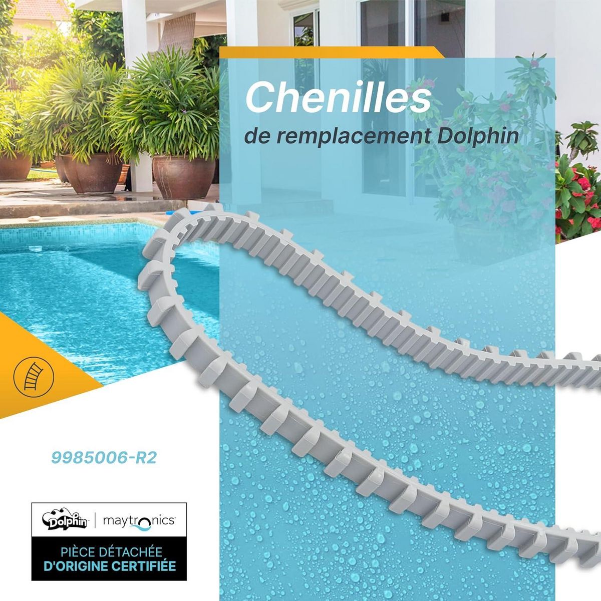 Dolphin Lot de 2 chenilles d'entrainement grises pour robot dolphin - 9985006-r2