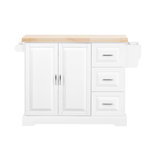 SOBUY Îlot de Cuisine Blanc avec 3 Tiroirs 130x71x91cm FKW41-III-WN