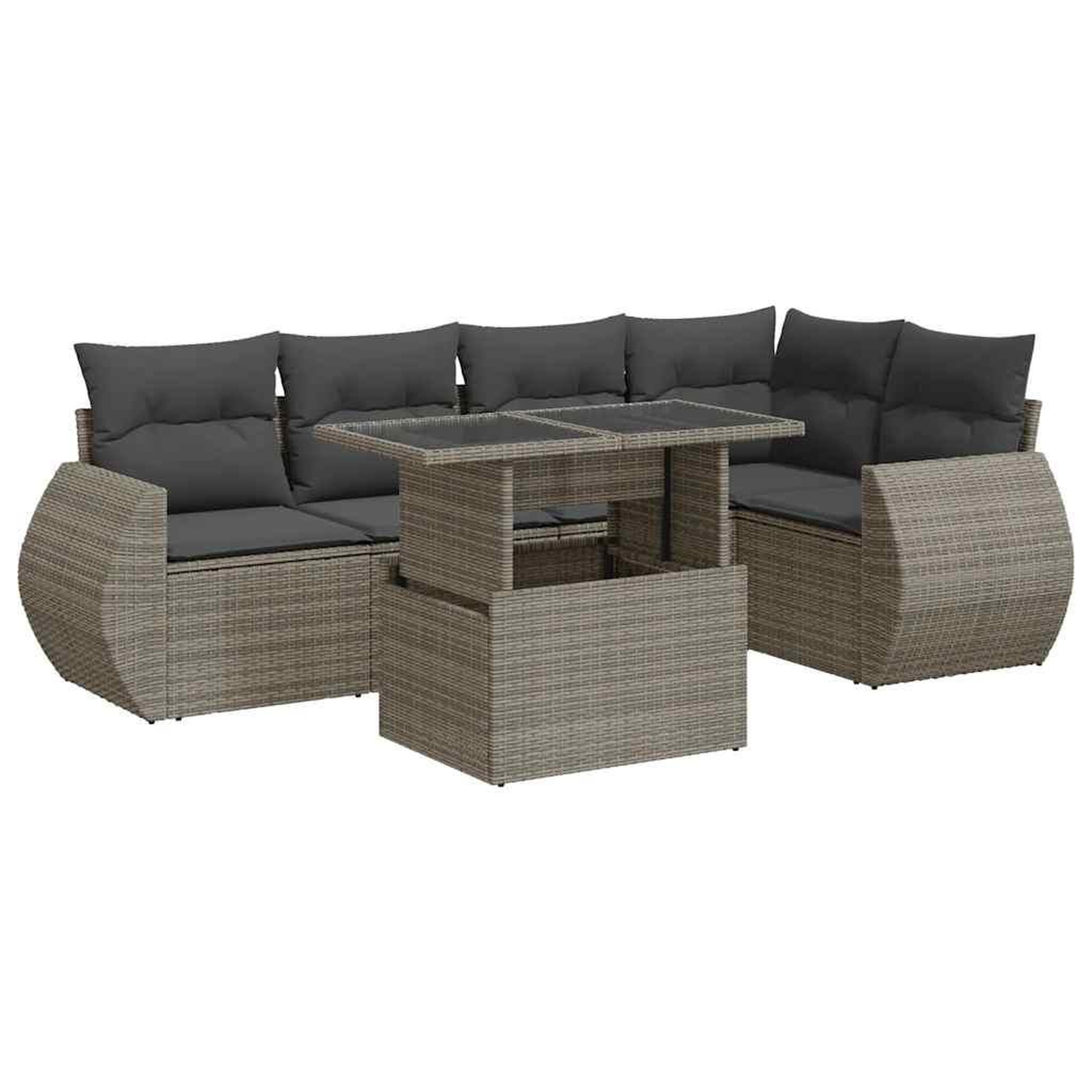 Voir la diapositive 2 : VIDAXL Salon de jardin 6 pcs avec coussins gris resine tressee