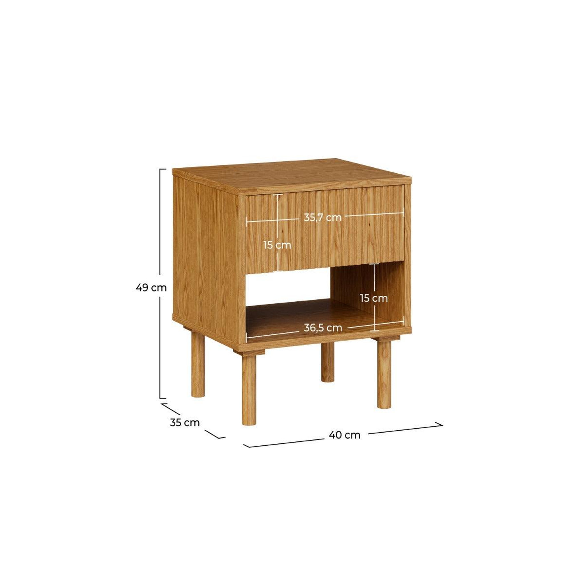 Voir la diapositive 4 : MAISON PAVANE Table de chevet en bois d'hévéa massif 1 tiroir-inès