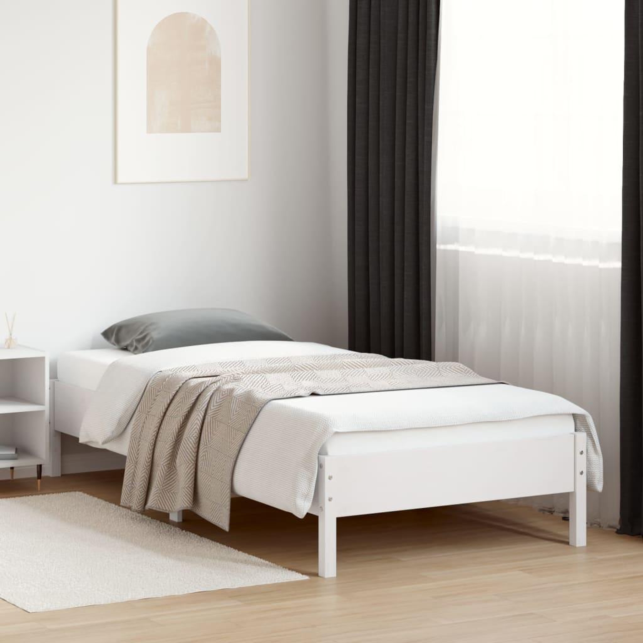Voir la diapositive 3 : VIDAXL Cadre de lit sans matelas blanc 100x200 cm bois de pin massif