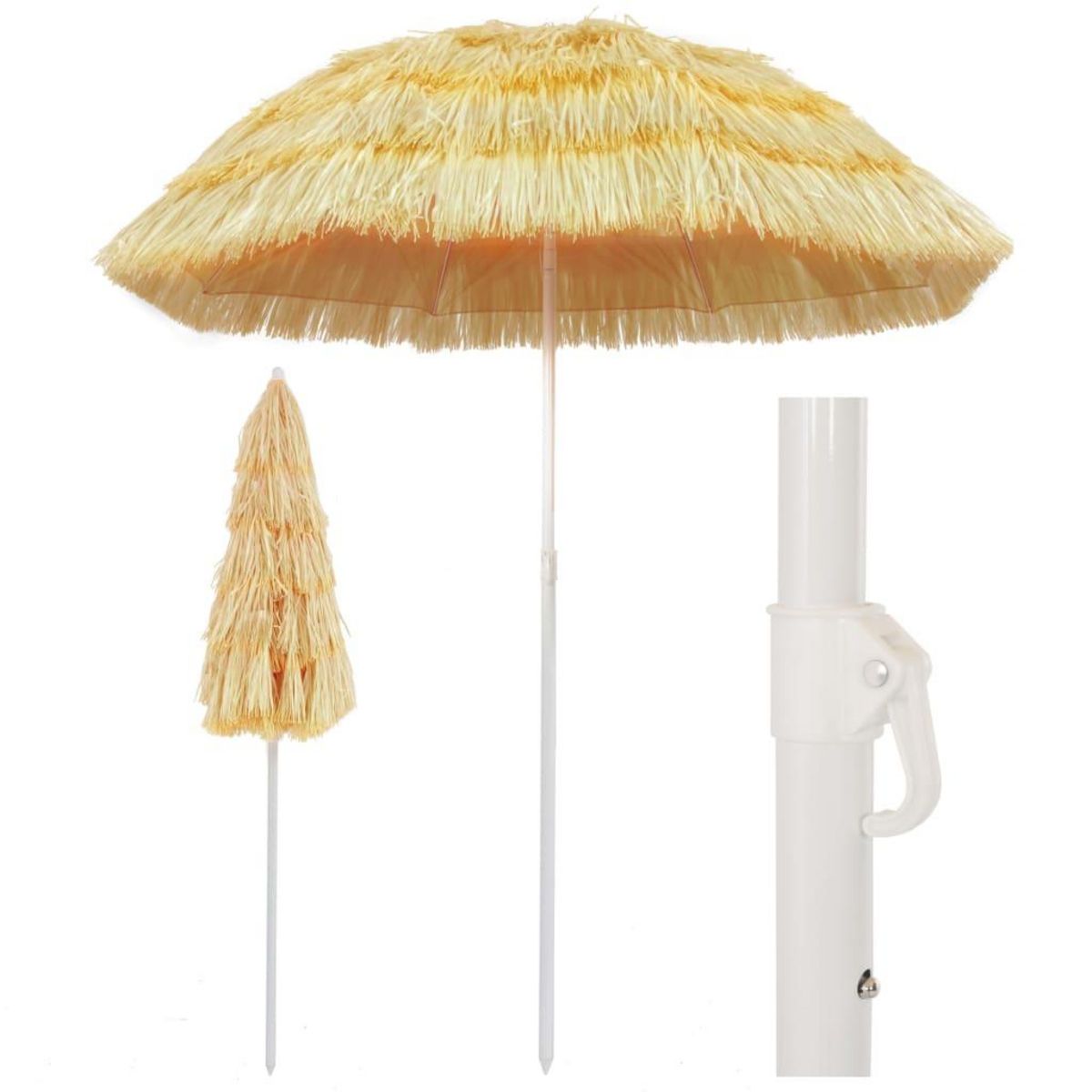 VIDAXL Parasol de plage Naturel 180 cm Style hawaïen