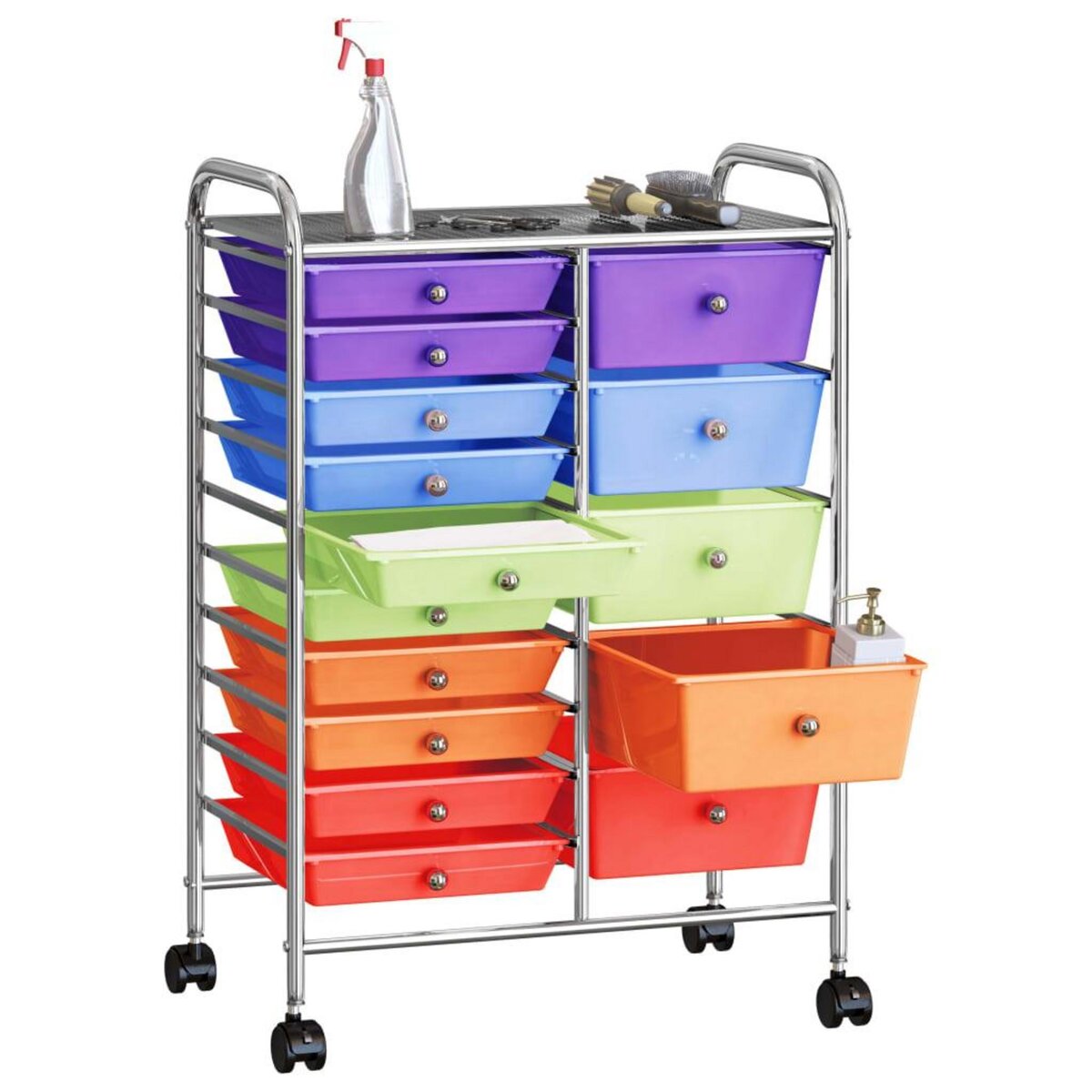VIDAXL Chariot rangement mobile a 15 tiroirs XXL Multicolore Plastique