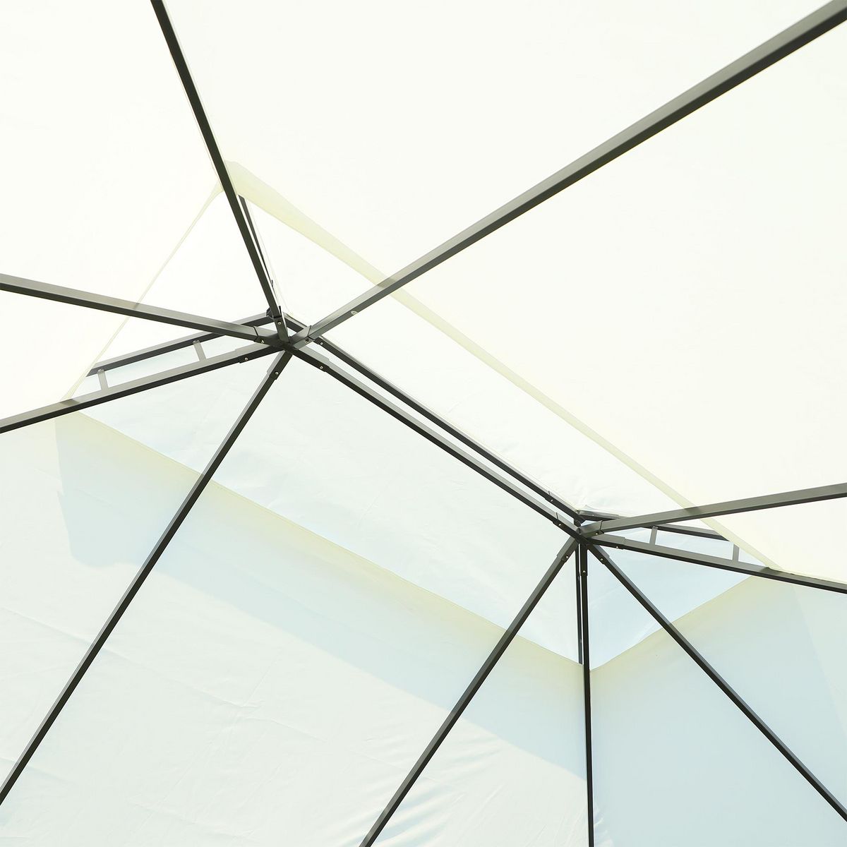 OUTSUNNY Tonnelle barnum pavillon de jardin style colonial double toit toile moustiquaires et toiles amovibles 3,9L x 2,9l x 2,8H m crème