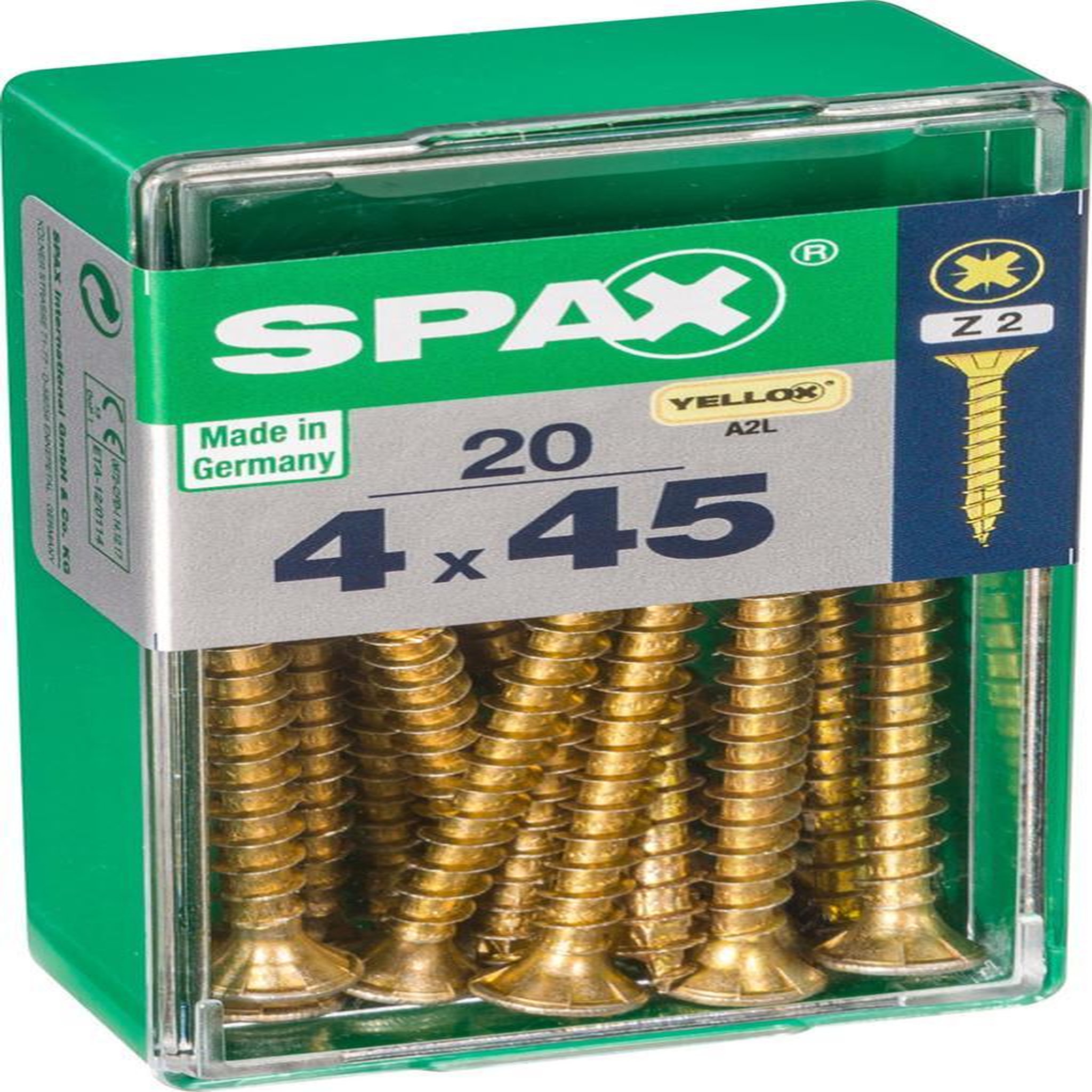 CENTRALE BRICO Lot de 20 vis acier tête fraisée pozidriv SPAX, Diam.4 mm x L.45 mm