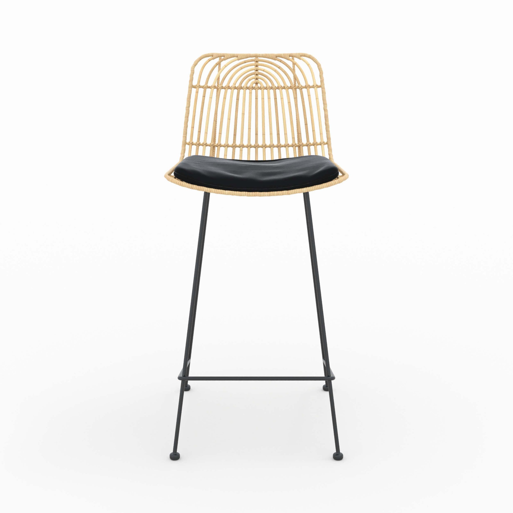 Voir la diapositive 6 : MAISON PAVANE Lot de 2 chaises pour îlot central 66 cm en rotin et noir-goa
