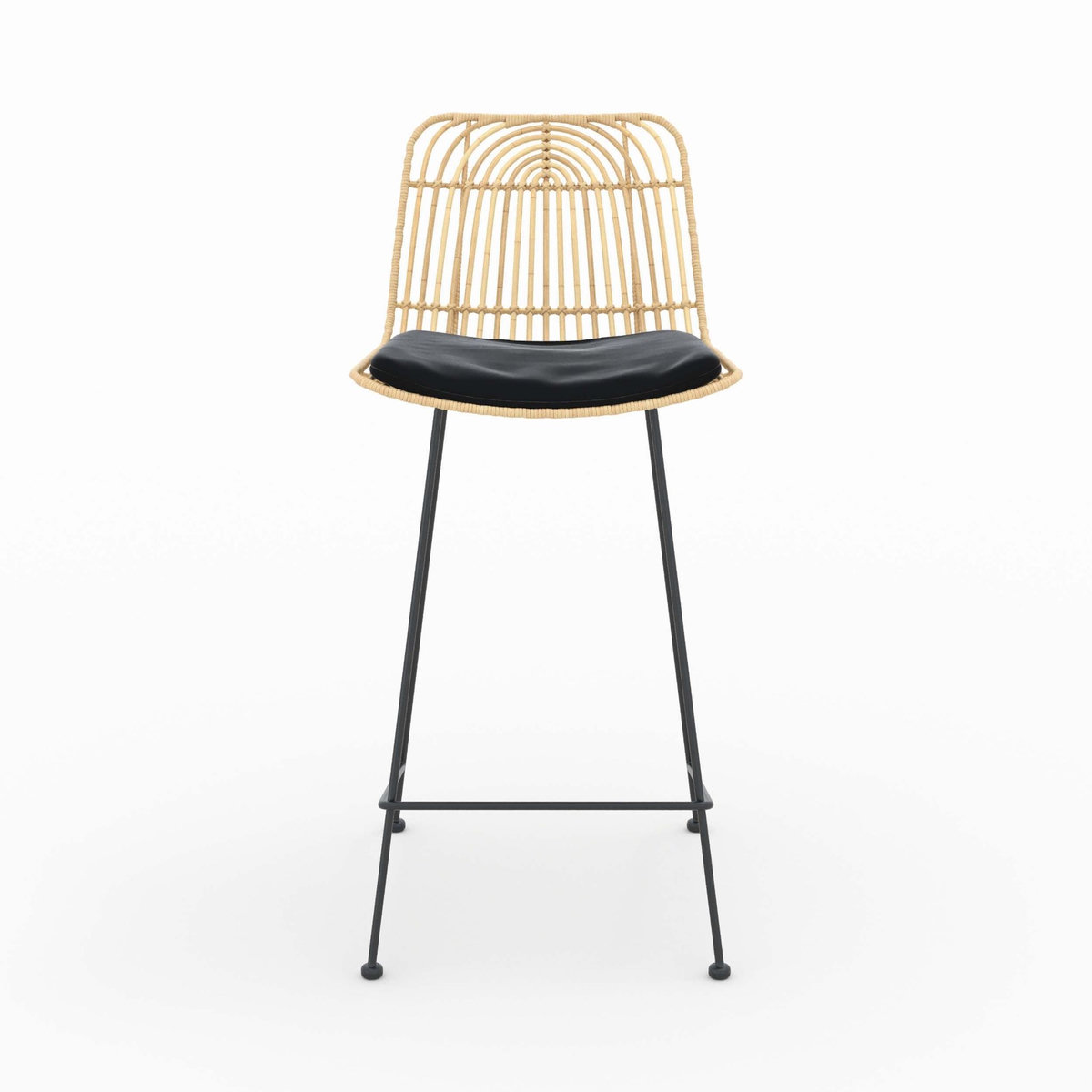 Rendez vous déco Lot de 2 chaises pour îlot central 66 cm en rotin et noir-Goa