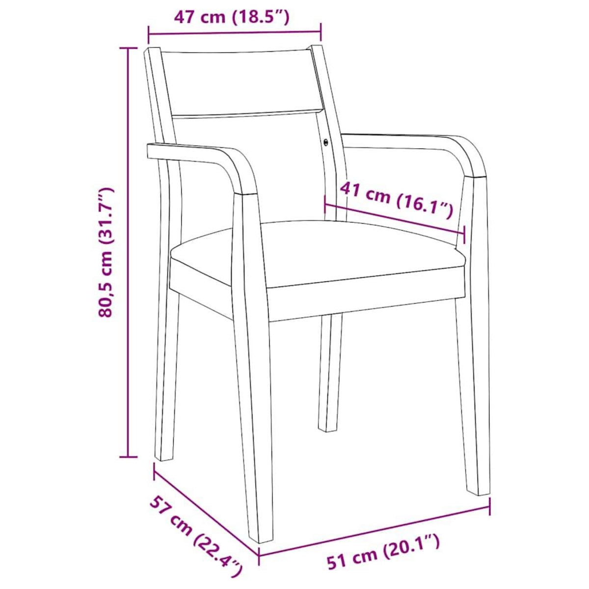 VIDAXL Chaises a manger coussins 2 pcs blanc bois massif caoutchouc