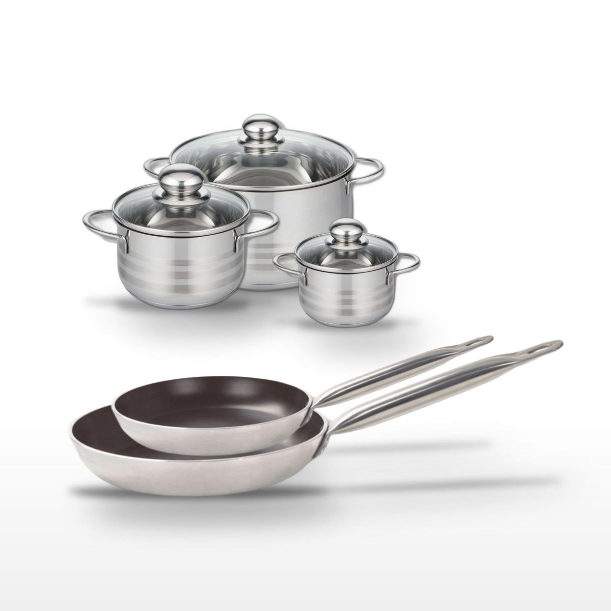 ELO Lot Poêles 24/28 cm et Faitouts 12/16/20 cm Elo Bistro Line