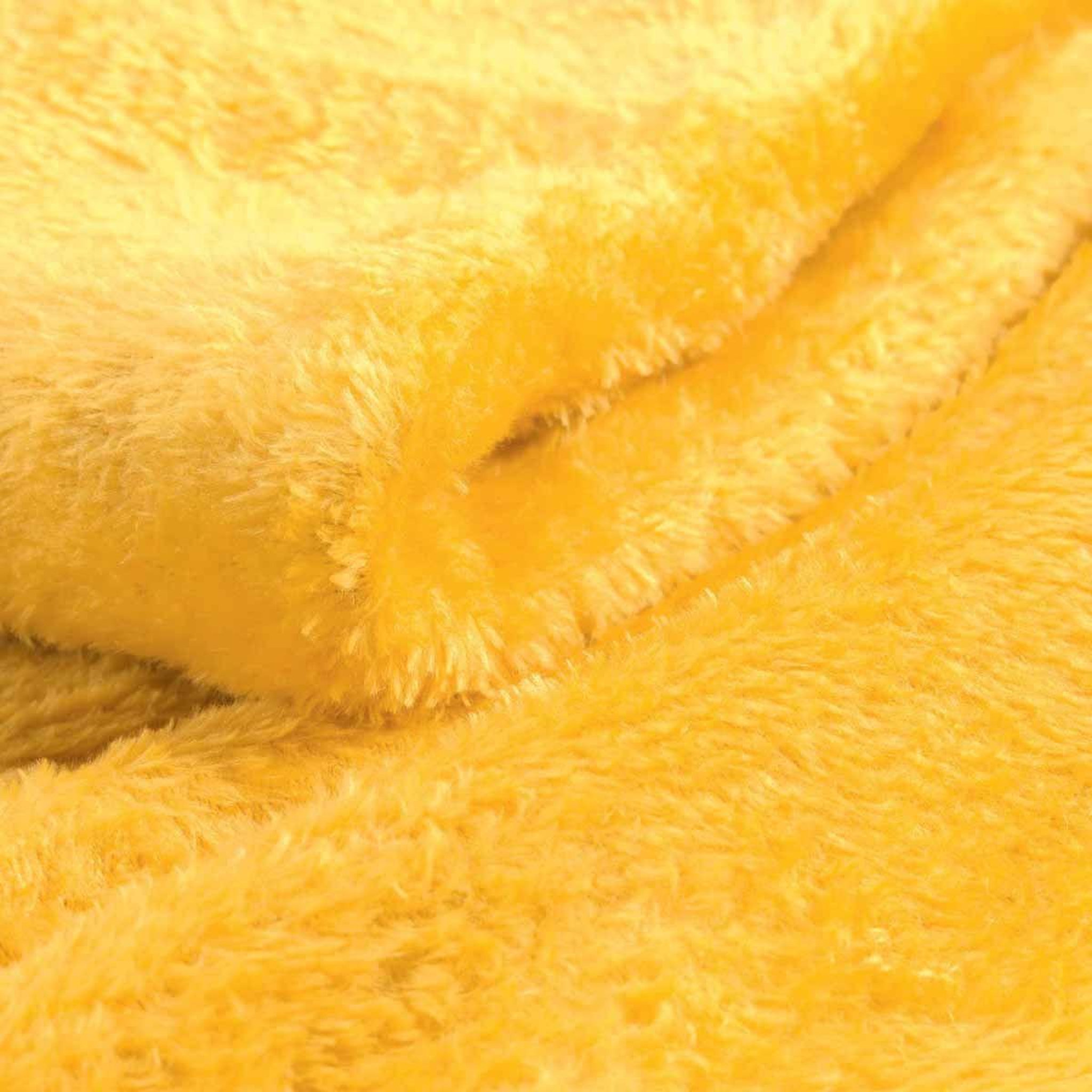 Voir la diapositive 2 : Douceur d'Intérieur Plaid uni en flanelle  flanou  125x150cm jaune
