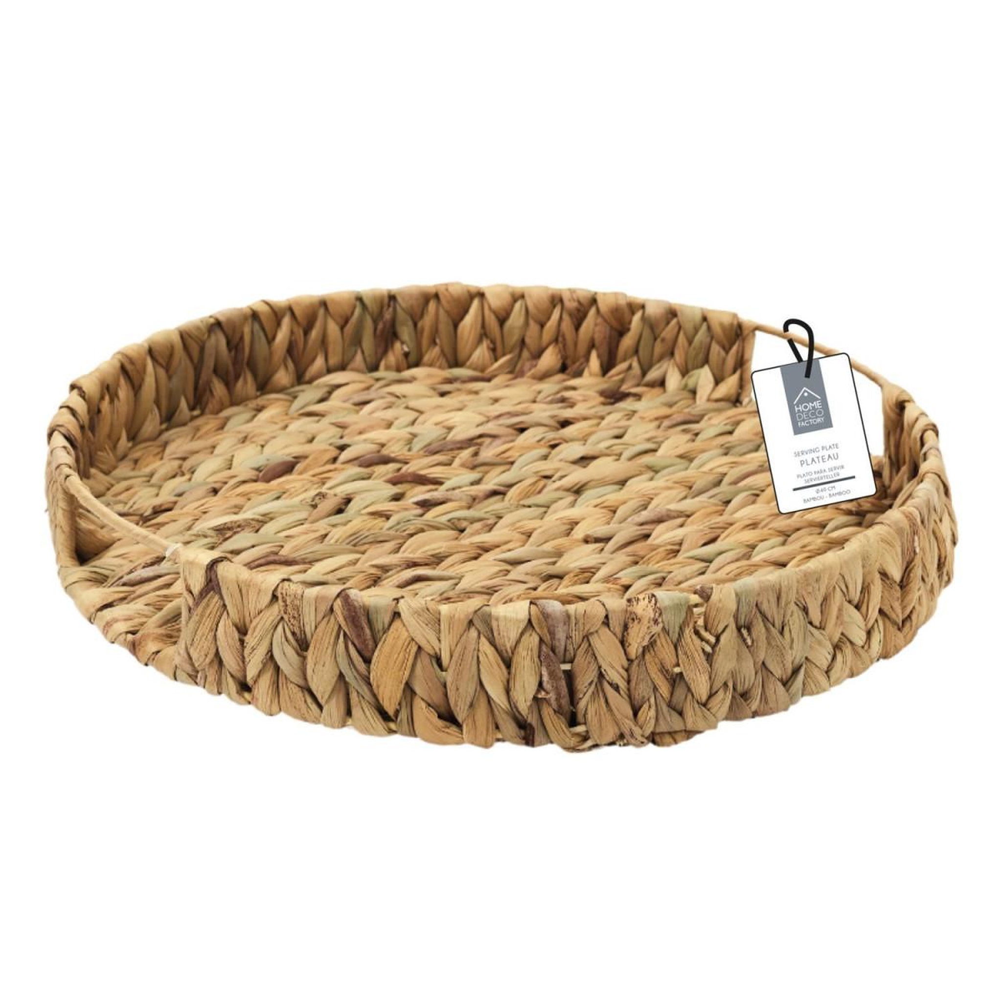 Voir la diapositive 4 : The Home Deco Factory Plateau déco en bois  tressage  40cm naturel