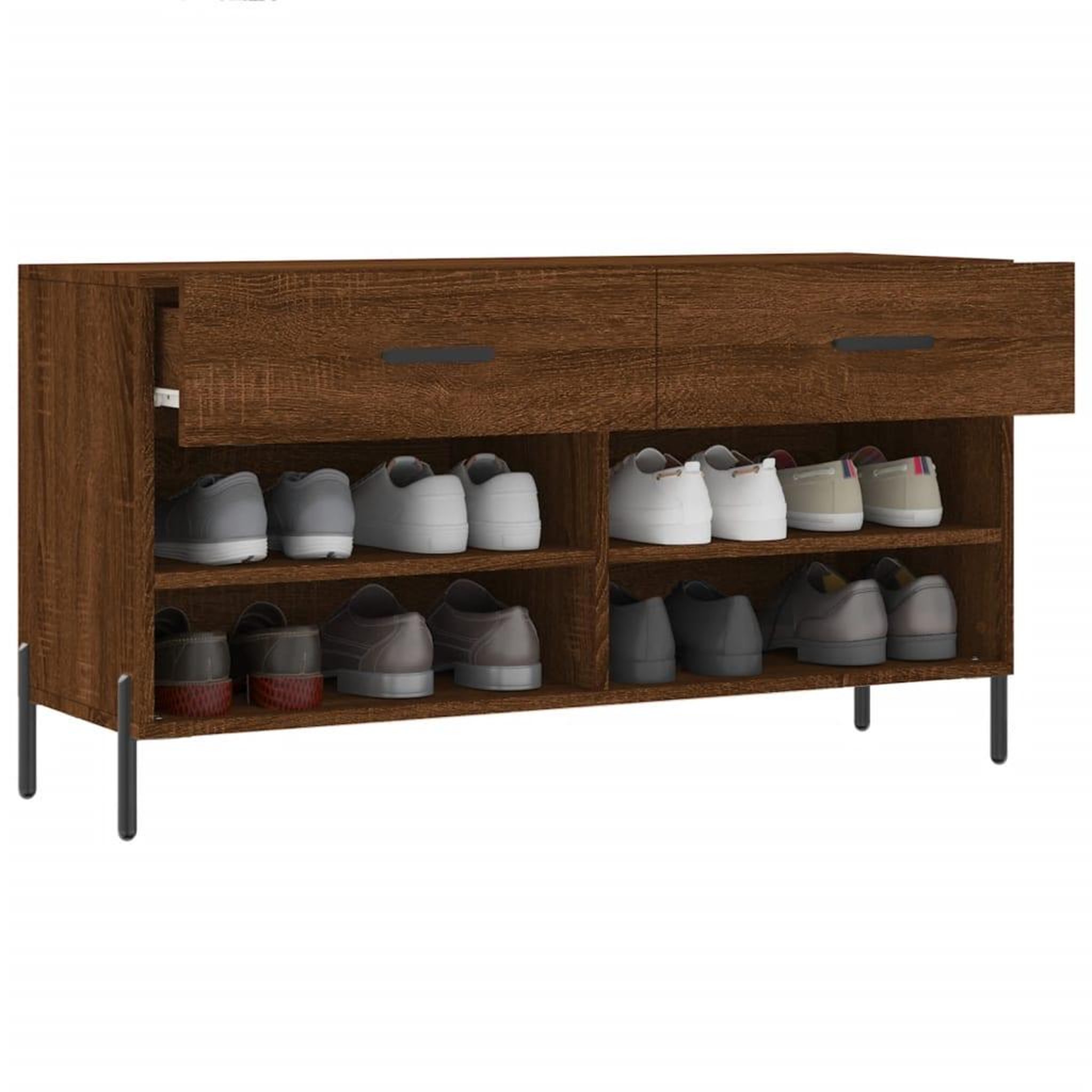 Voir la diapositive 4 : VIDAXL Banc a chaussures chene marron 102x35x55 cm bois d'ingenierie