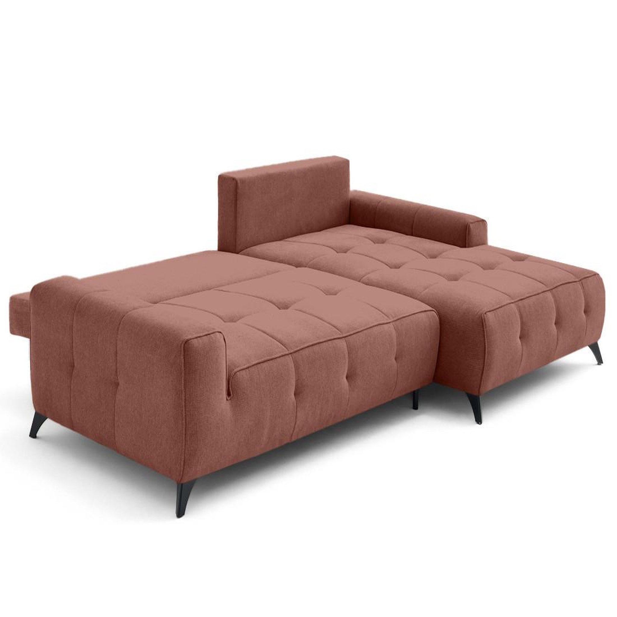 Voir la diapositive 2 : LISA DESIGN Rimini - canapé d'angle droit 4 places convertible avec coffre en tissu texturé