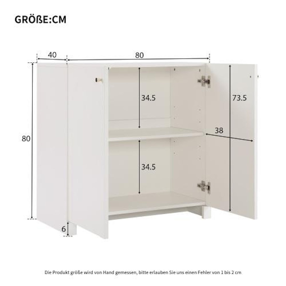 MERAX Buffet 2 porte(s) 0 tiroir(s) - 80 cm blanc panneau de particules