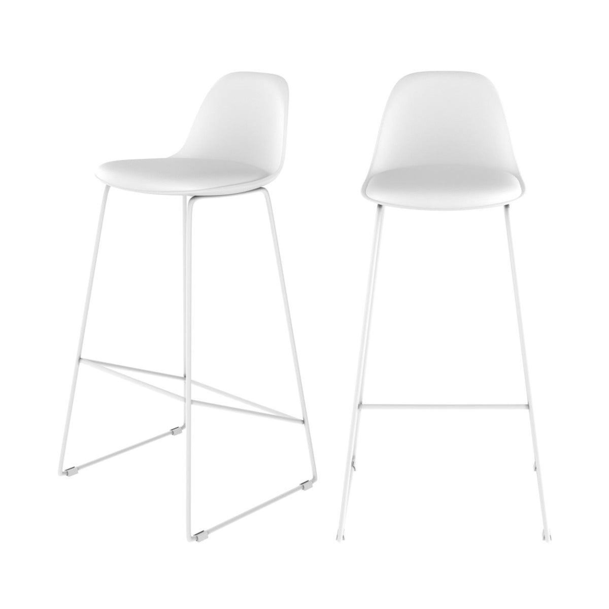 Rendez vous déco Lot de 2 chaises de bar blanches 75 cm - Leni