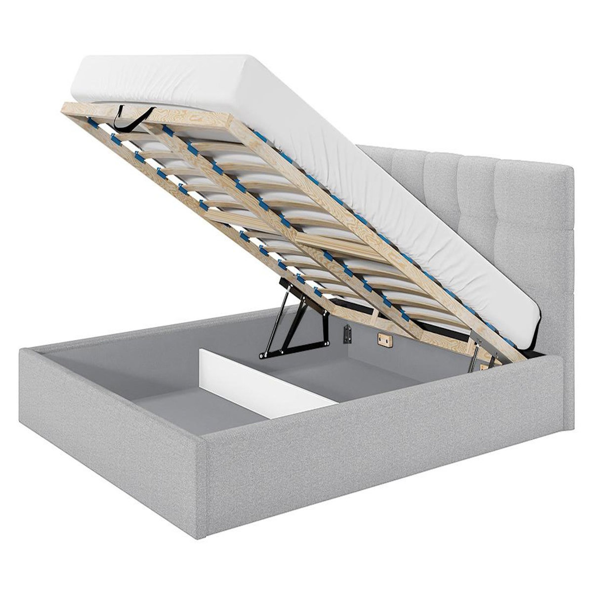 BEST MOBILIER Mael - lit coffre - 160x200 - en tissu - sommier inclus