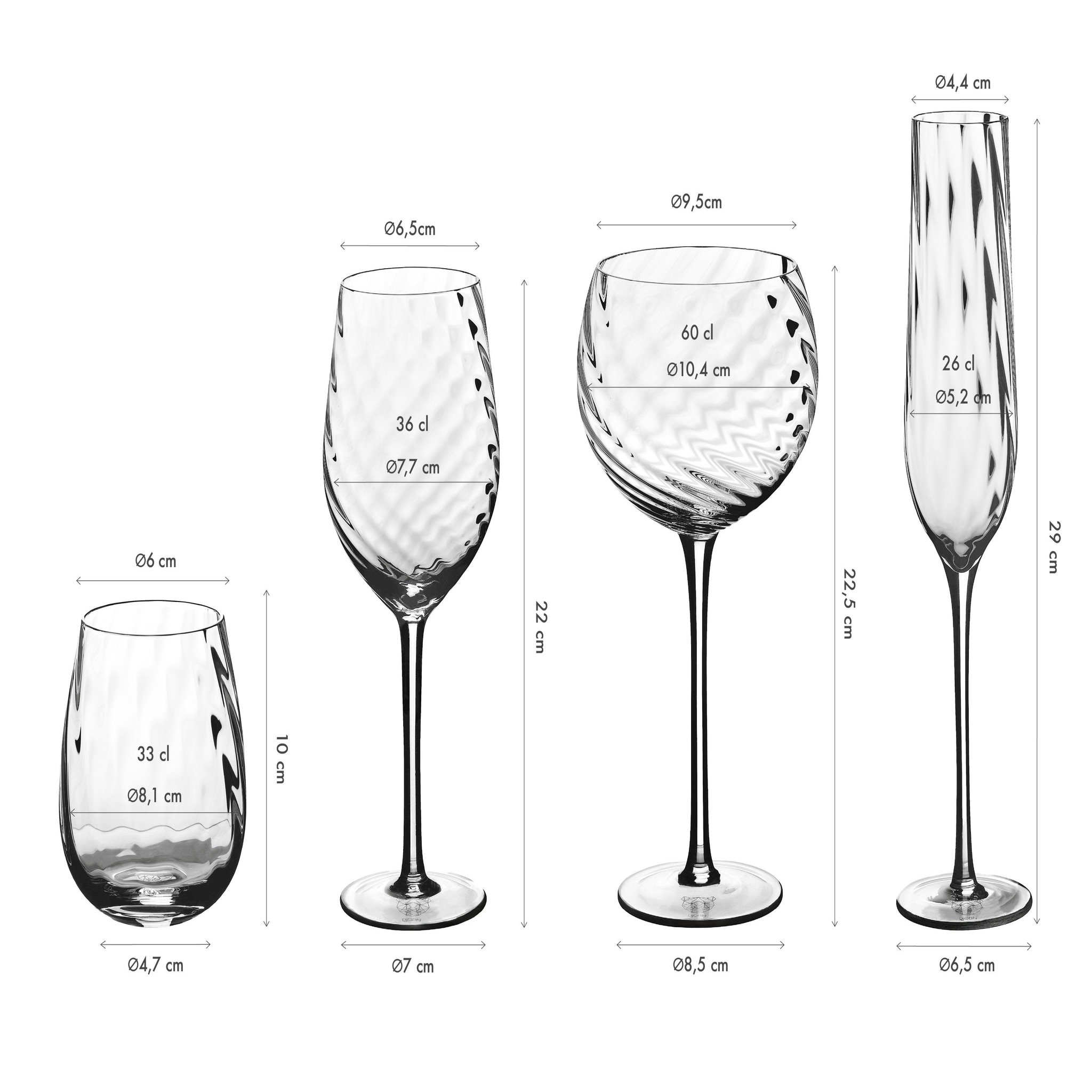 Voir la diapositive 3 : BJORN Set de verres complet sten - 24 pièces