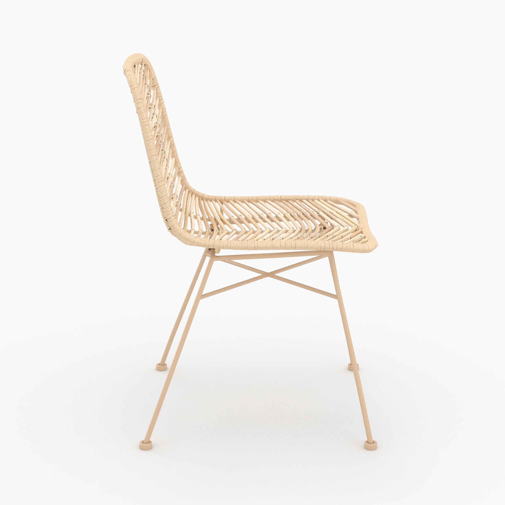 Voir la diapositive 6 : MAISON PAVANE Lot de 2 chaises en rotin naturel et pieds beiges-tamara