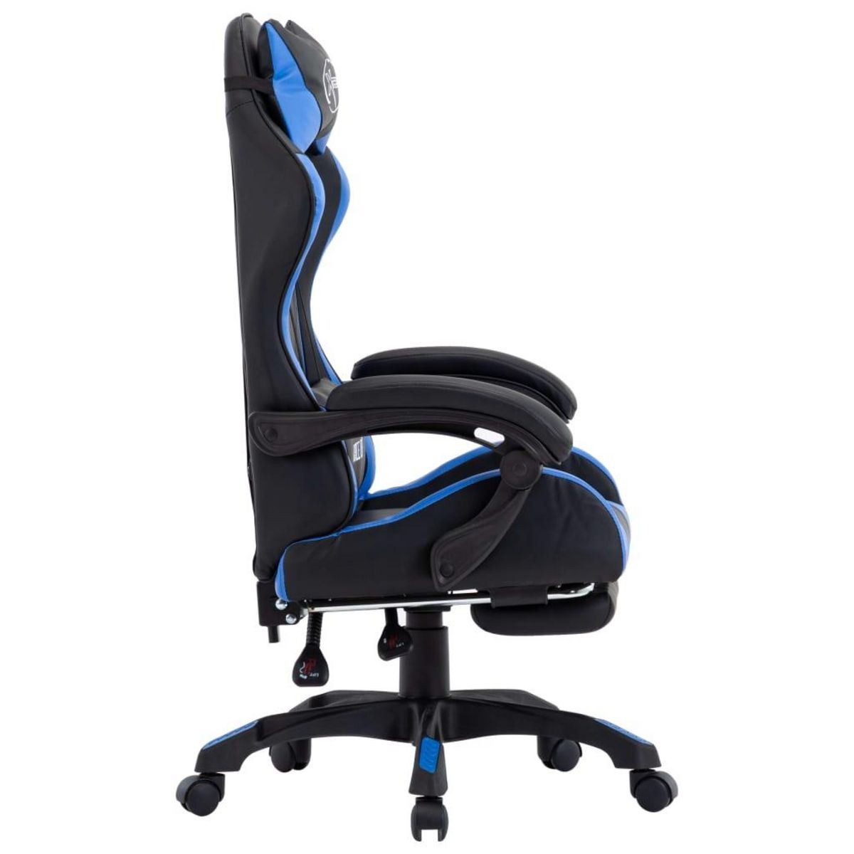 VIDAXL Fauteuil de jeux video avec repose-pied Bleu et noir Similicuir