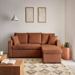 BEST MOBILIER Cyrus - canapé d'angle réversible 4 places - convertible avec coffre - en velours côtelé. Coloris disponibles : Vert, Bleu, Gris, Beige, Orange