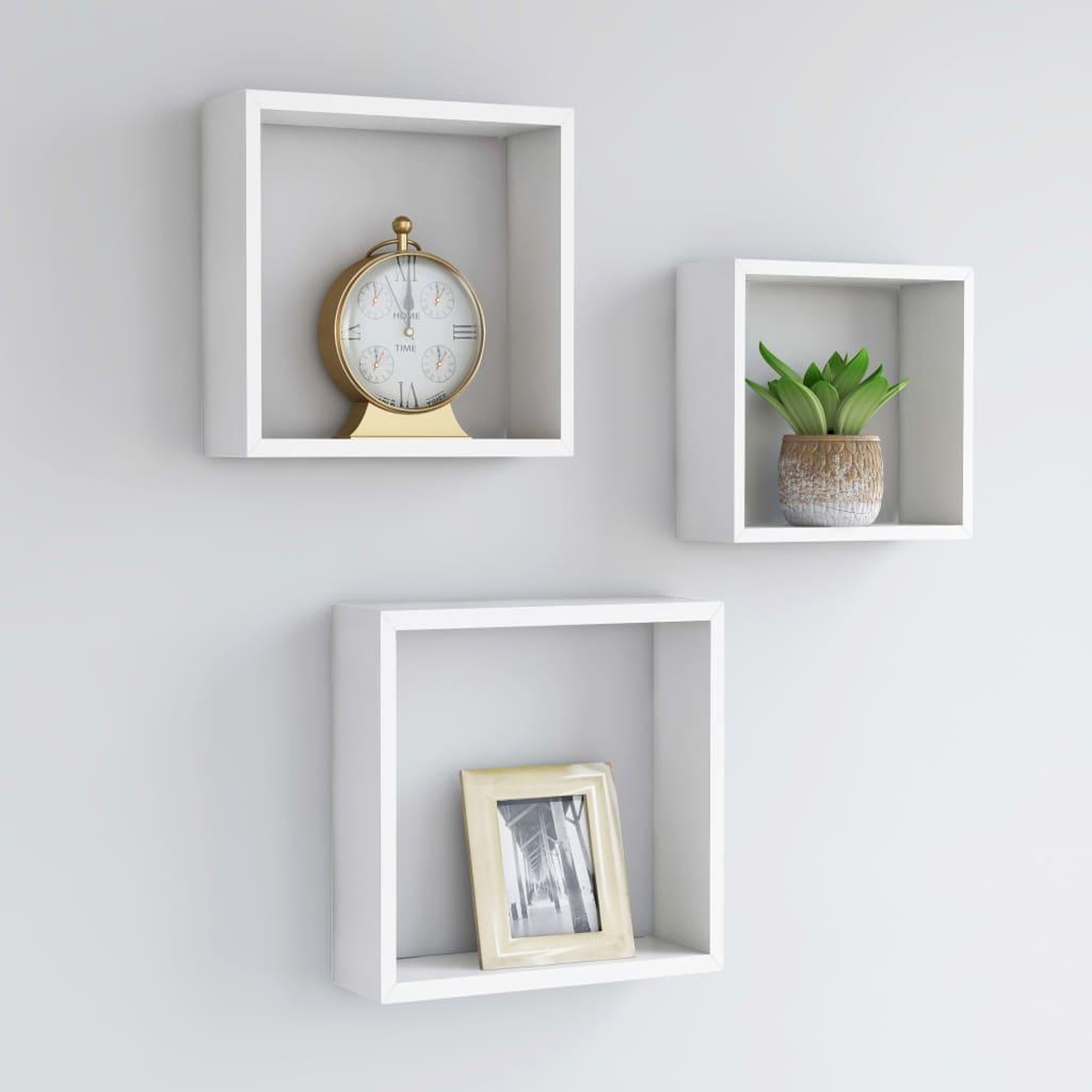 Voir la diapositive 1 : VIDAXL Etageres murales sous forme de cube 3 pcs Blanc MDF