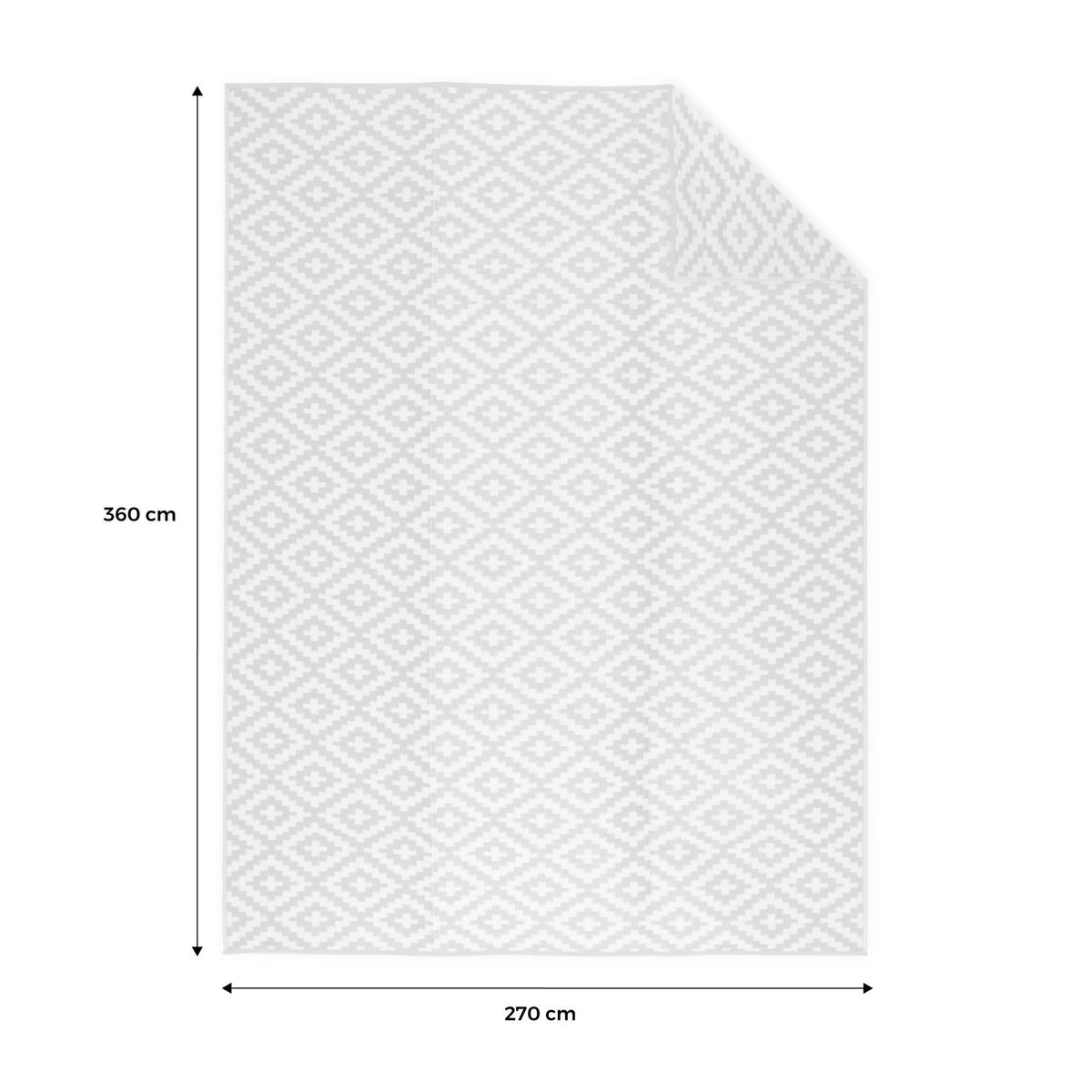 SWEEEK Tapis d'extérieur 270x360cm STOCKHOLM - Rectangulaire. motif losanges beige. jacquard. réversible. indoor / outdoor.
