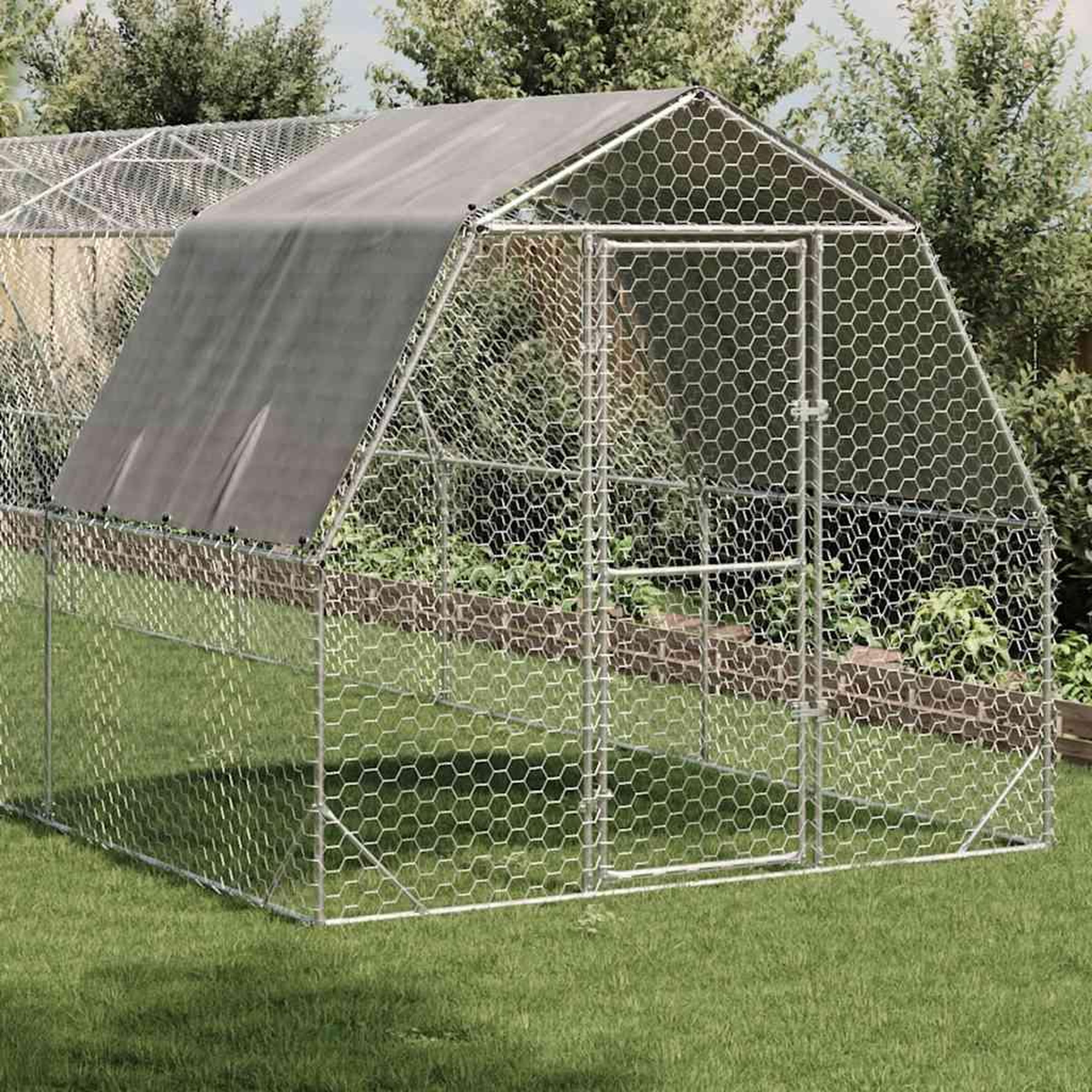 Voir la diapositive 2 : VIDAXL Poulailler avec toit 2,5x12x2,25 m acier galvanise