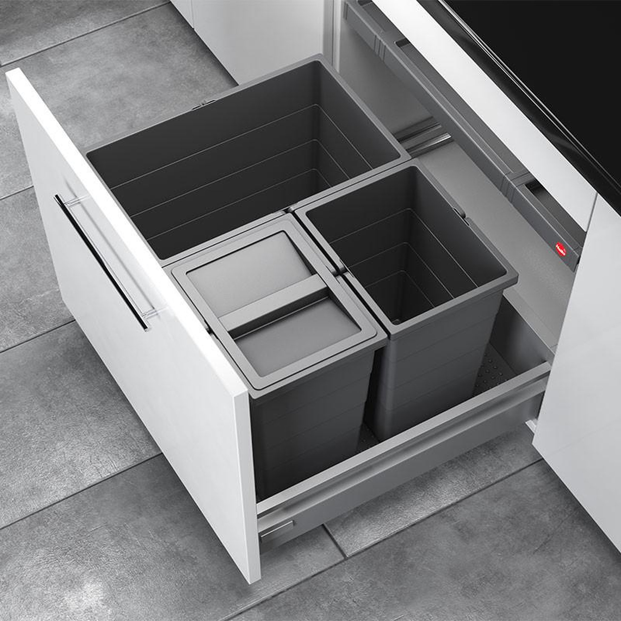 Voir la diapositive 3 : HAILO Poubelle de cuisine encastrable as allegro s380 28l + 2x13l hailo