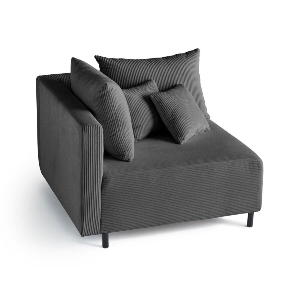 LISA DESIGN Edinburg - module d'assise d'angle gauche - en velours côtelé