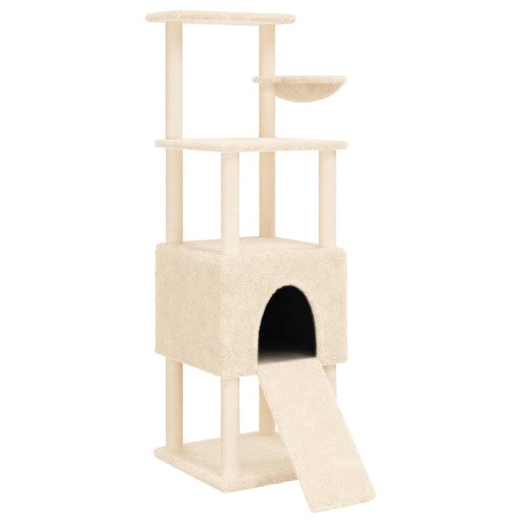 Voir la diapositive 2 : VIDAXL Arbre a chat avec griffoirs en sisal Creme 153 cm