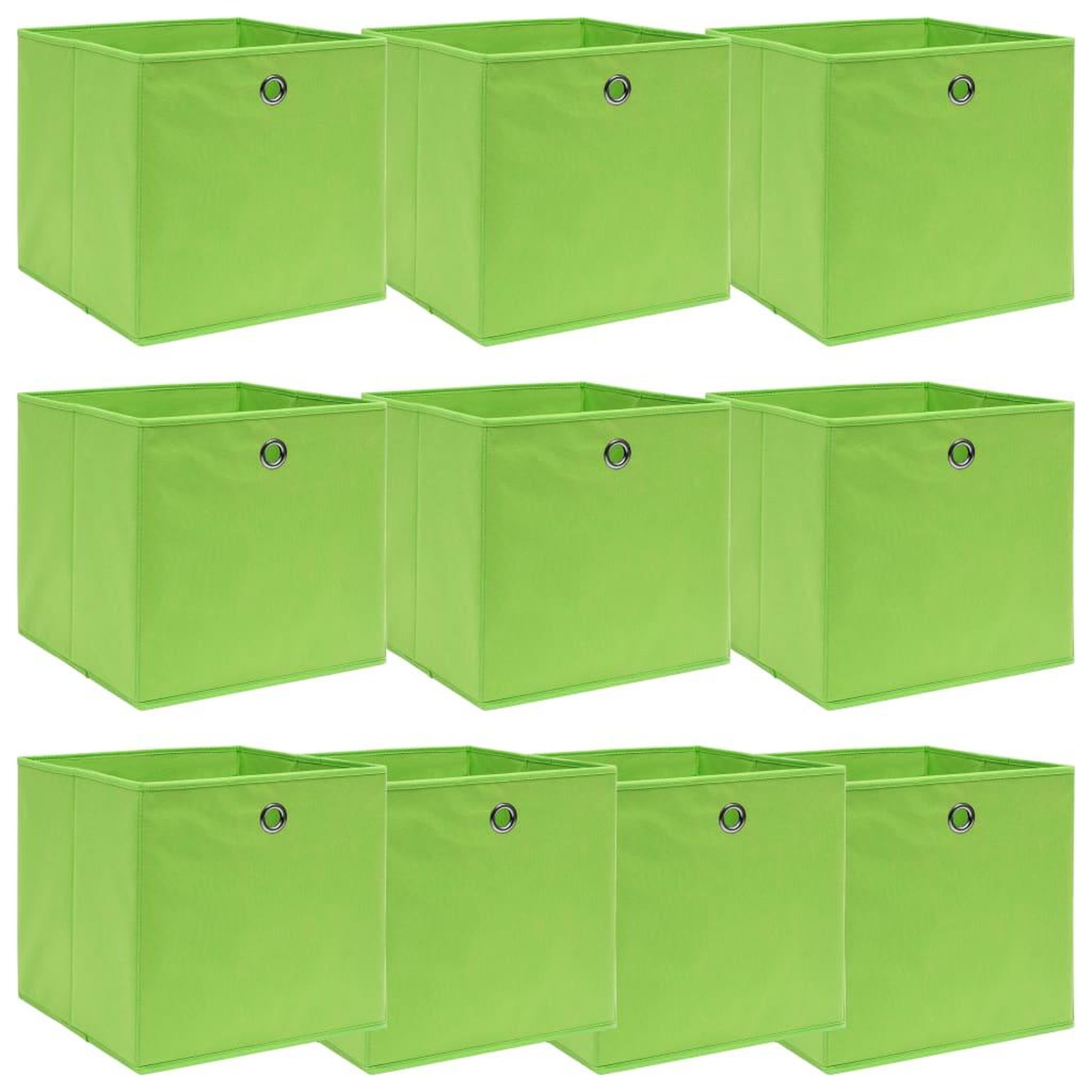 Voir la diapositive 1 : VIDAXL Boîtes de rangement 10 pcs Vert 32x32x32 cm Tissu