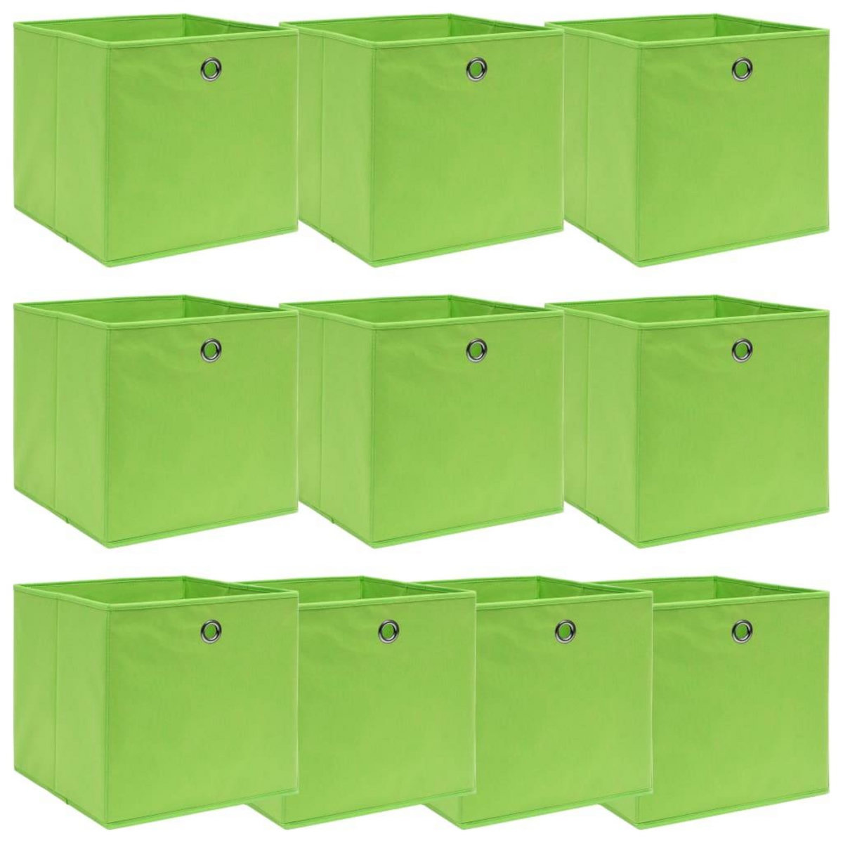 VIDAXL Boîtes de rangement 10 pcs Vert 32x32x32 cm Tissu
