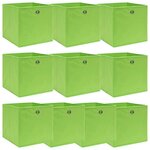 VIDAXL Boîtes de rangement 10 pcs Vert 32x32x32 cm Tissu