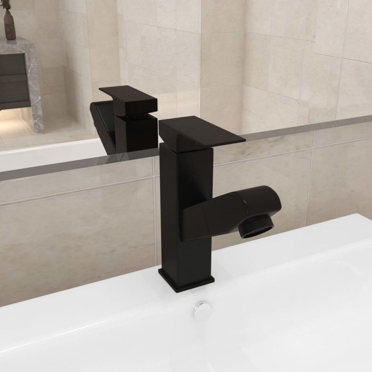 VIDAXL Robinet de lavabo retractable Finition noire 157x172 mm
